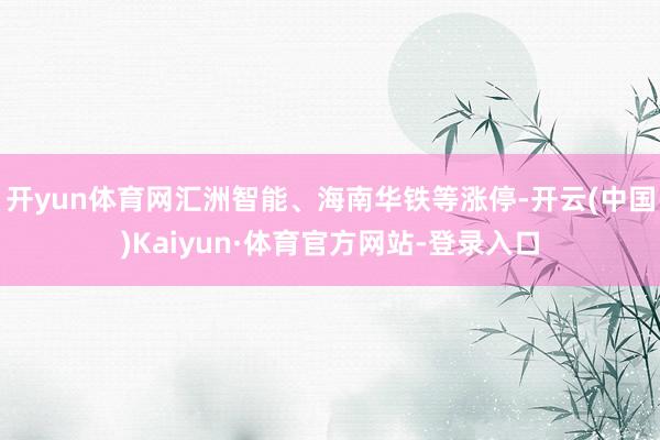 开yun体育网汇洲智能、海南华铁等涨停-开云(中国)Kaiyun·体育官方网站-登录入口