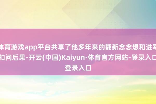 体育游戏app平台共享了他多年来的翻新念念想和进军扣问后果-开云(中国)Kaiyun·体育官方网站-登录入口