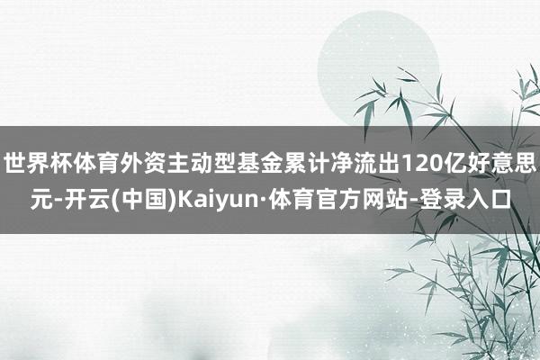 世界杯体育　　外资主动型基金累计净流出120亿好意思元-开云(中国)Kaiyun·体育官方网站-登录入口